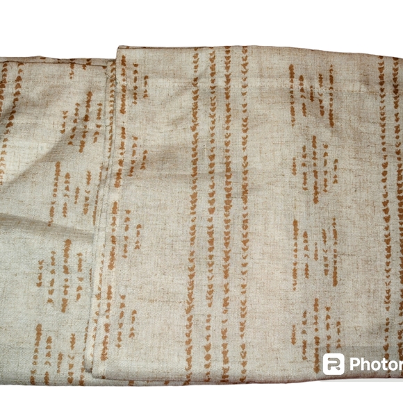 Valance Curtains Set of Two Beige Panels Boho/Farmhouse - Picture 5 of 6